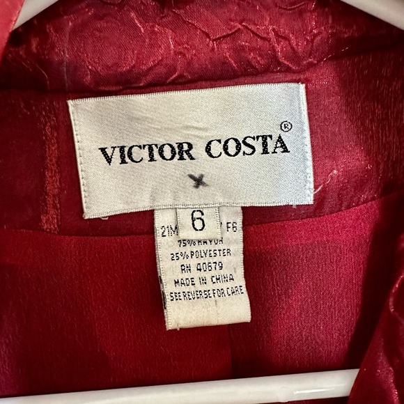 VINTAGE Victor Costa Red Taffeta Evening Jacket - Picture 3 of 5